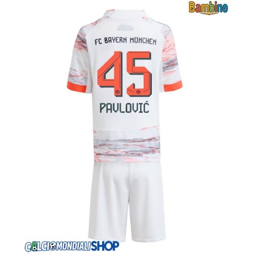 Maglie da calcio Bayern Munich Aleksandar Pavlovic #45 Seconda Maglia Bambino 2025-26 Manica Corta + Pantaloni corti)